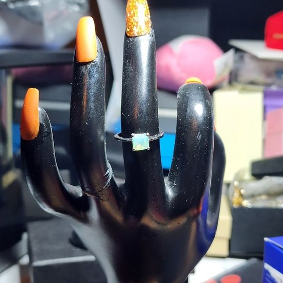 New Princess Cut Jade Sterling Silver Ring - Picture 7 of 12